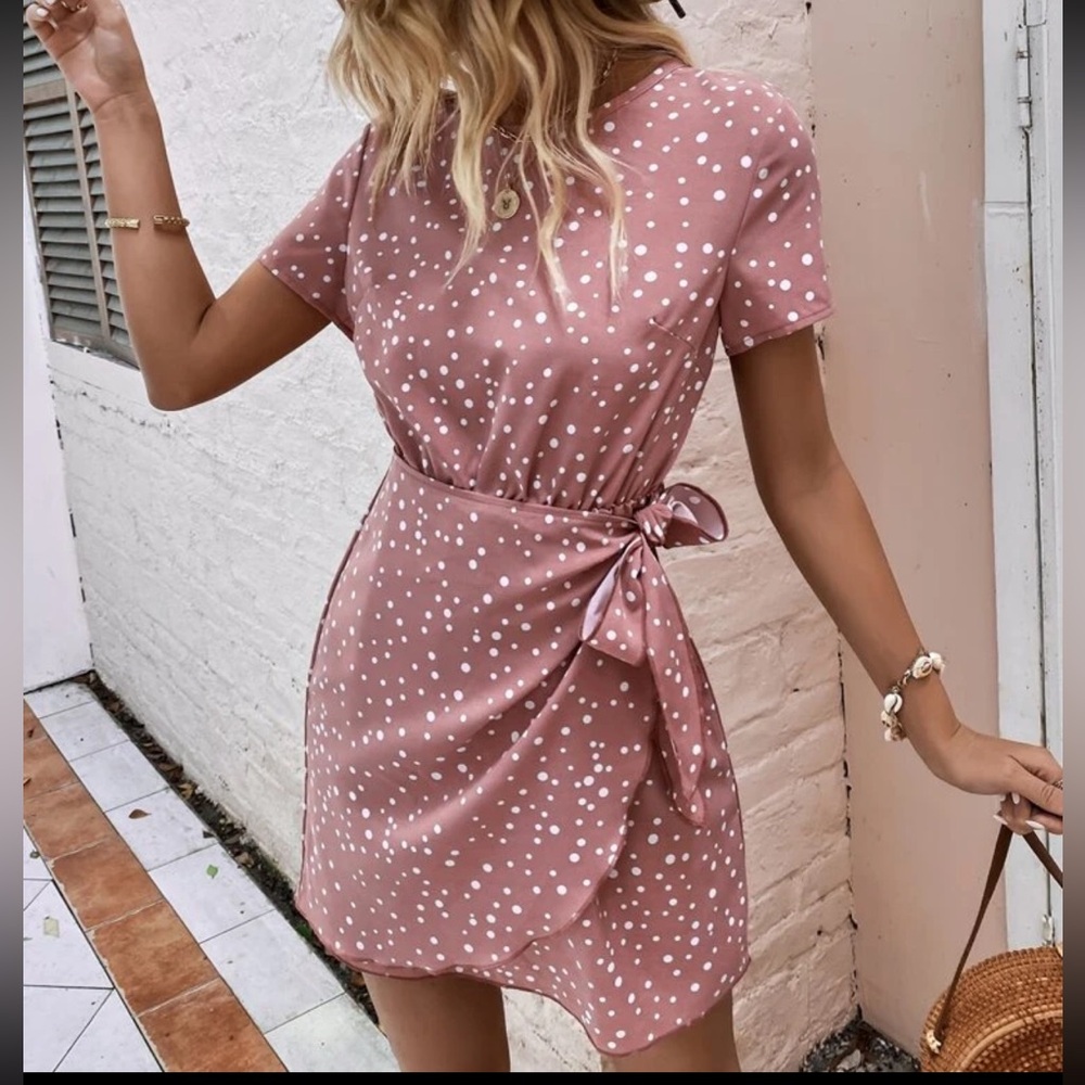 NWOT SHEIN Polka Dot Print Wrap Hem Dress
